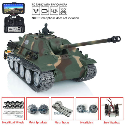 TOUCAN RC HOBBY Henglong 1/16 TK7.0 Profession German Jadpanther RTR RC Tank 3869 FPV Smoke Infrared Combat BB Unit Metal Sprockets Idlers Road Wheels Tracks