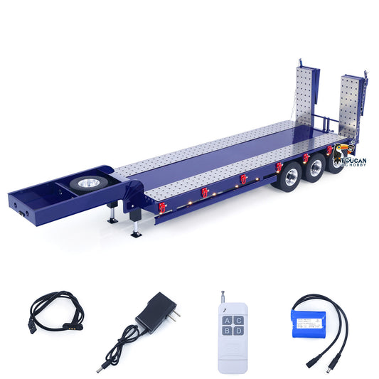 TOUCAN RC HOBBY HHG Model Metal Semi Trailer 3-axles Spring Tailboard Electric Lifting Leg For 1/14 Remote Control Tractor Truck RC Excavator Loader