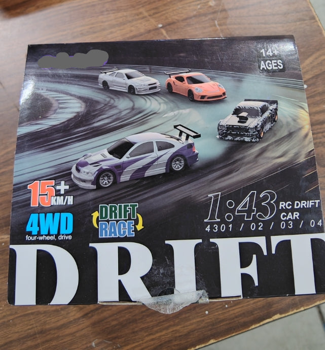 Second Hand CA STOCK Remote Control Mini Drift Car 1:43 Race Car Toy Radio Lights Traffic Safety Cone