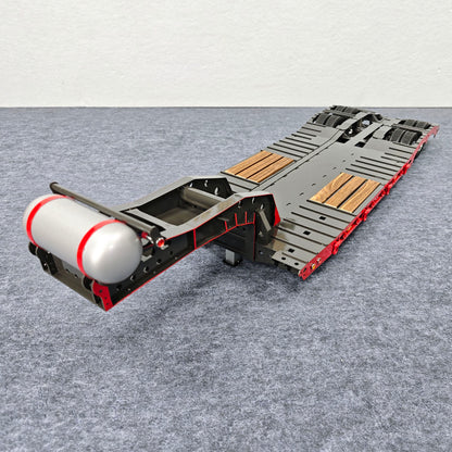 Stainless Steel Gooseneck Lowboy Trailer 2 Axles W/ Lamp Beads for 1/14 DIY Tamiya Remote Control Tractor Truck No Battery