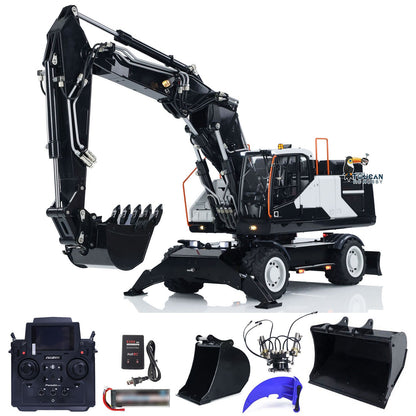 EC380 1/14 RC Hydraulic Excavator Wheeled Construction Vehicle 3-arm Remote Control Diggers Model Grab Tiltable Clamshell Bucket