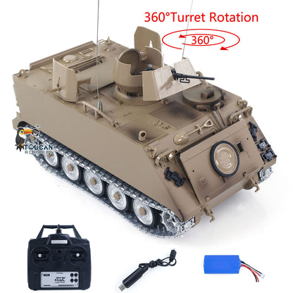 TD Metal 1/16 RC Tank M113A1 Pro Edition Remote Control Electronic Toy 360 Turret Rotation Infrared Combat System Smoke Unit Light Sound Adjustable Tracks Metal Wheels Gearboxes Battery