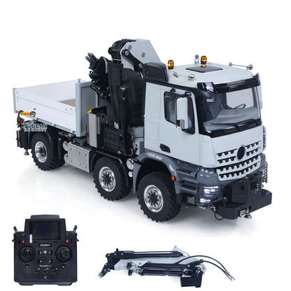 4151 AK Metal 1/14 RC Tractor Truck with Hydraulic Crane Fly Jib Arm Bucket 6*6 Remote Control Farm Car 3Speed Model Lorry Sound