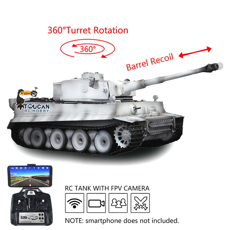 TOUCAN RC HOBBY Henglong 1/16 TK7.0 Promotion 3818 Tiger I RTR RC Tank FPV 360 Degrees Turret Barrel Recoil Smoke BB IR Metal Tracks Sprockets Idlers Wheels