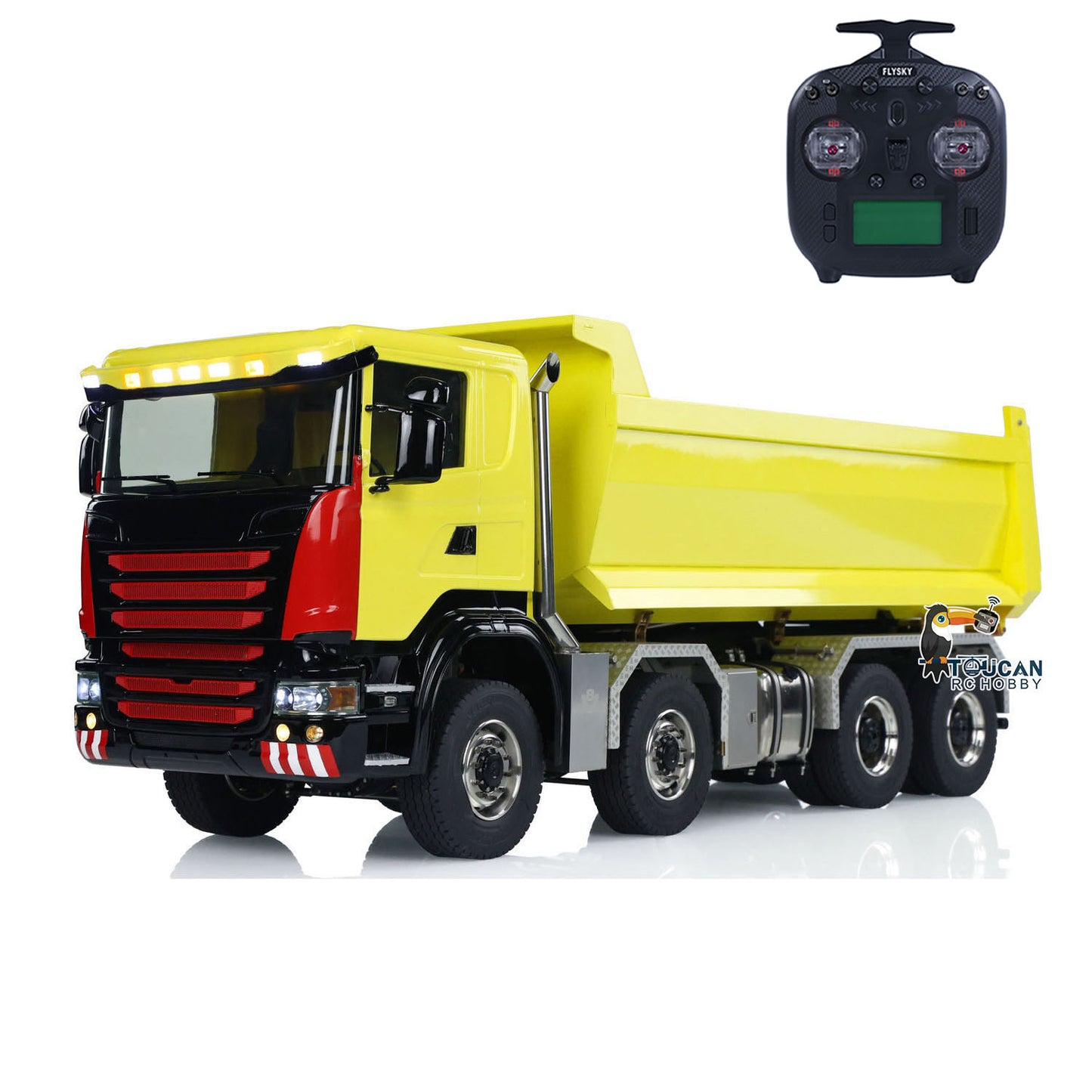 Toucanhobby G88 1/14 Metal 8x8 RC Hydraulic Roll On Off Dump Truck PNP U-Shaped High Bucket 3 Speed Transmission Differential Lock Light Sound ST8 Controller for Construction Collectors