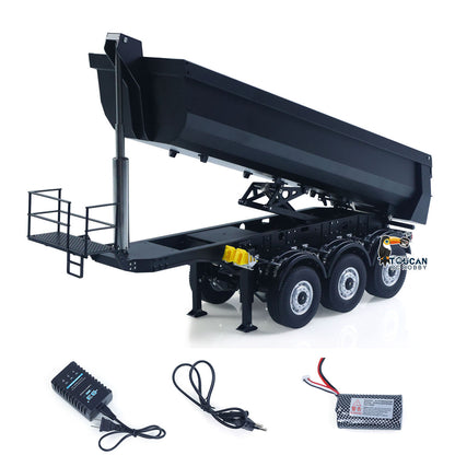 TOUCAN RC HOBBY Kabolite 1/14 Metal Remote Control 3Axles Electric Lifting Semi Trailer Dumper for RC Tractor Truck 770S 100 Battery Charger