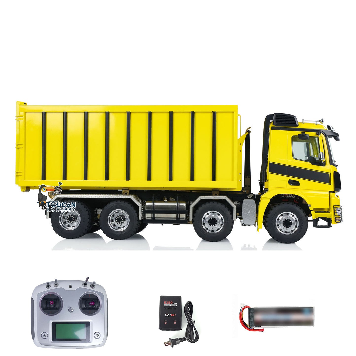 LESU K3363 Cabin 1/14 Metal 8x8 RC Hydraulic Dump Truck with 2 Speed Transmission FlySky I6S Radio System for Remote Control Construction Enthusiast
