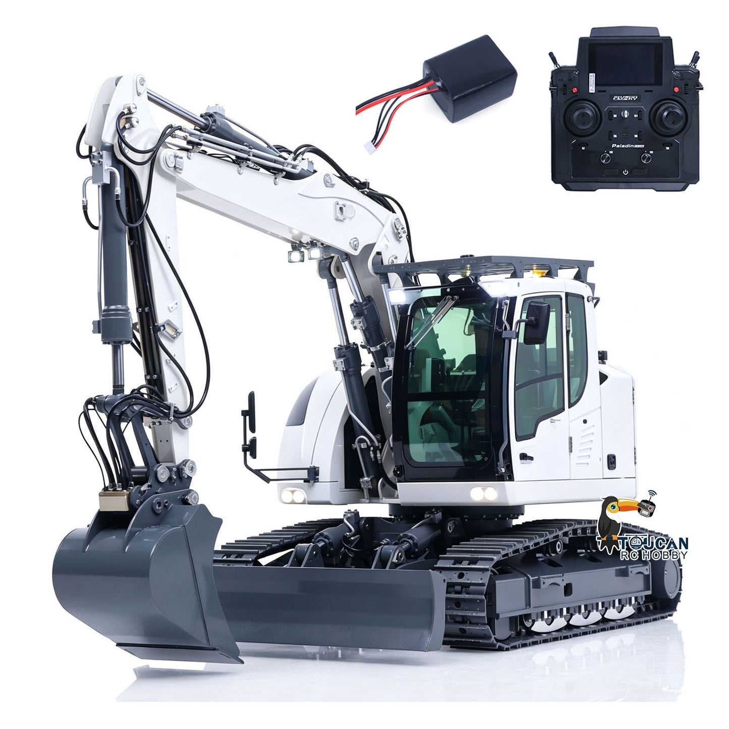 TOUCAN RC HOBBY CUT Model LR914 PRO MAX 1/14 Metal RC Hydraulic Excavator RTR 8-Way Valve 3 Arm Digger PL18EV Lite Controller Quick Coupler Light Sound Brushless Drive Motor for Collectors