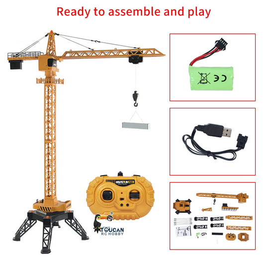 In Stock HUINA Toys Radio Lifting Tower Crane Model 1/14 Ready-To-Go 12CH 585 Gift 2.4G Remote Controller Battery Movable Crane Body Rotary