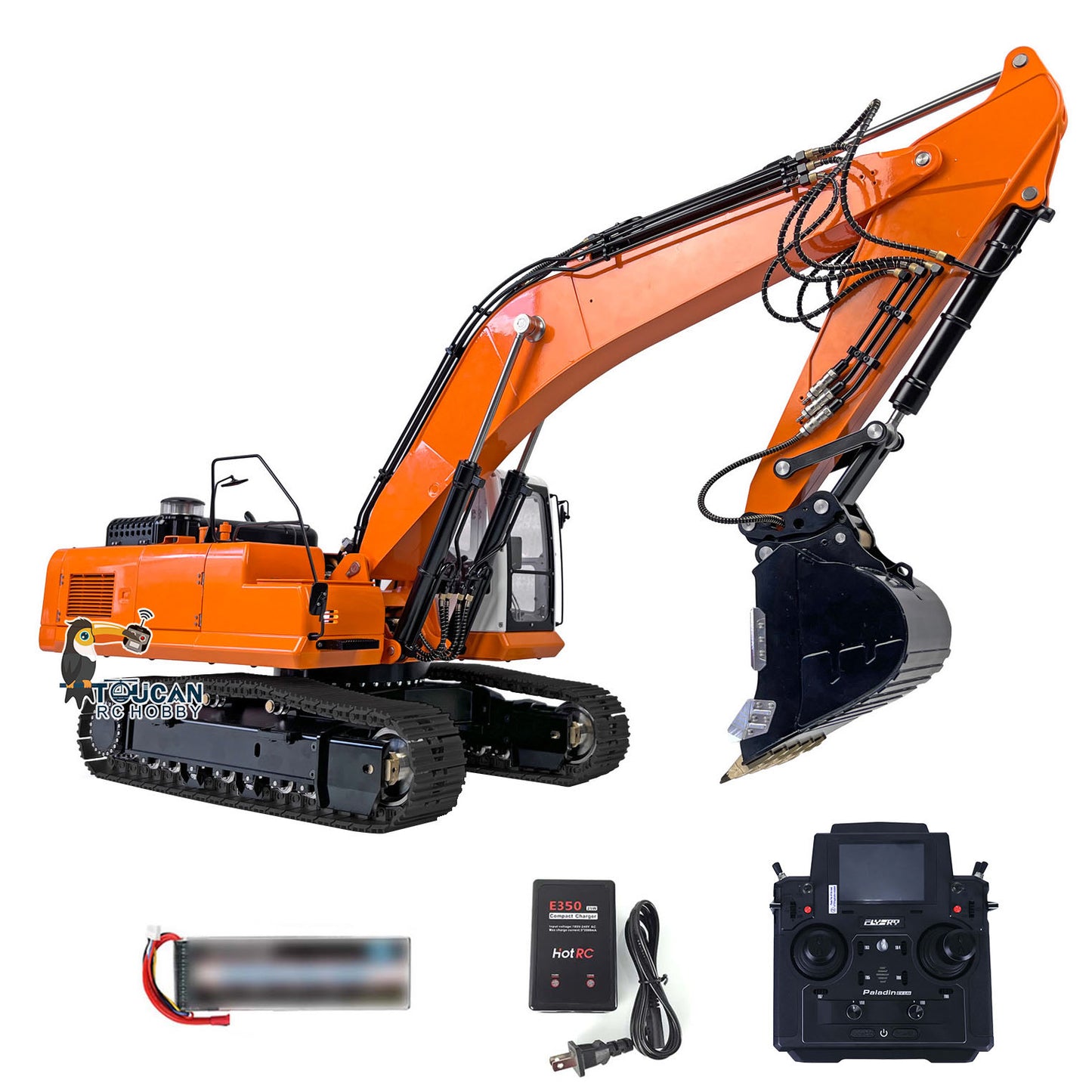 LESU PC360 1/14 Metal RC Excavator B0002 RTR Hydraulic Stainless Steel Digger 8MPa Pump System Grab Grapple Fixed Mount FlySky PL18EV Lite Controller