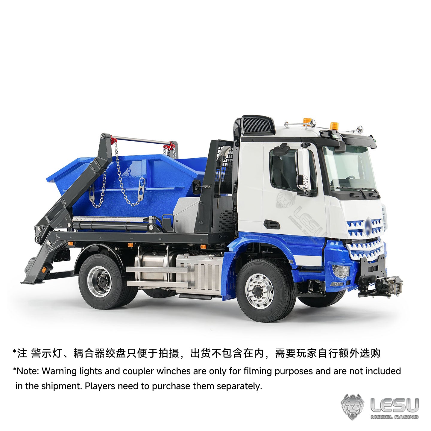 3Speed LESU Skip Loader 3363 Metal 4X4 Chassis 1/14 RC Hydraulic Swing Arm Garbage Dump Truck Light Sound Hub Reduction Axle