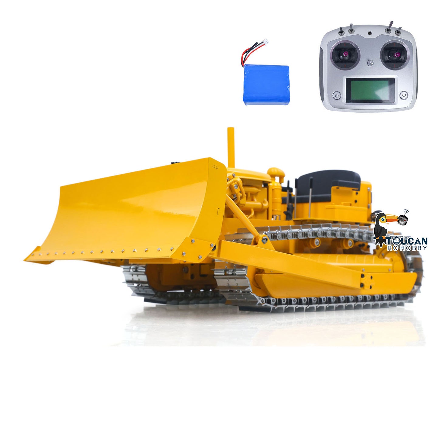 Fast Free Shipping for EU Metal 1/14 RC Hydraulic Bulldozer D7 Remote Control Dozer Model Engineering Vehicle Flysky Radio Light Sound System Battery