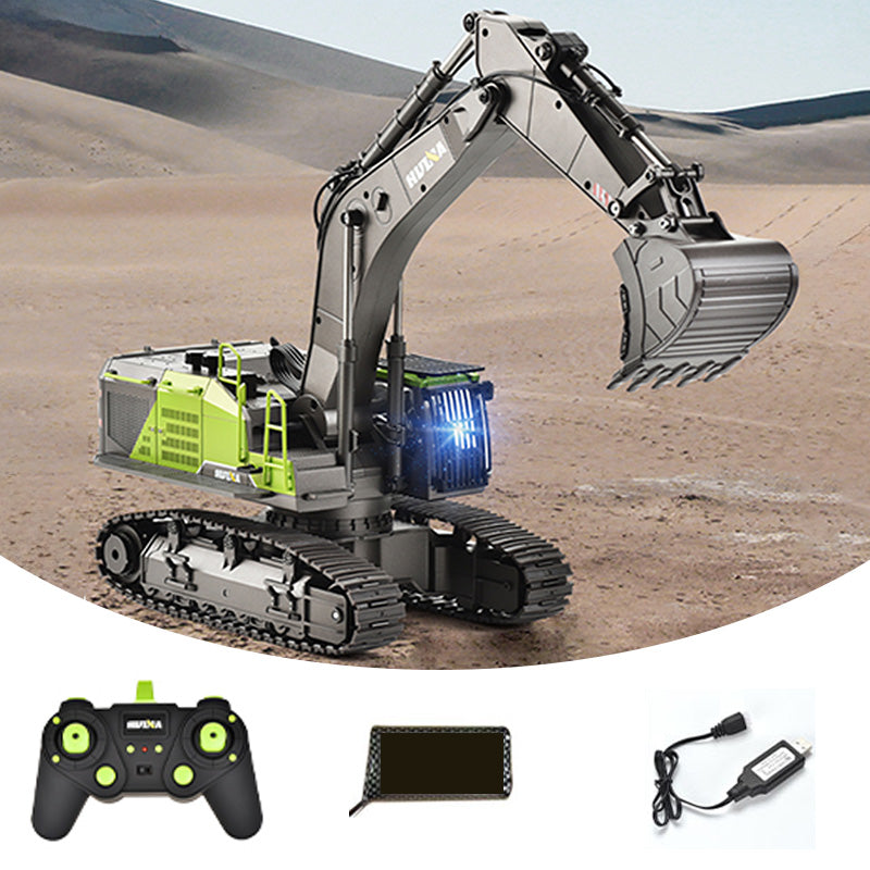 In Stock HUINA Plastic 1/14 Metal RC Excavator 593 1593 28CH 2.4Ghz Radio Controlled Electric Lifting Construction Vehicle Truck Toy Model Simulated Light Sound Battery Gift