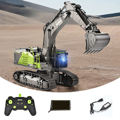 In Stock HUINA Plastic 1/14 Metal RC Excavator 593 1593 28CH 2.4Ghz Radio Controlled Electric Lifting Construction Vehicle Truck Toy Model Simulated Light Sound Battery Gift
