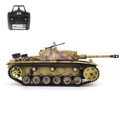 2.4G Henglong 1/16 7.0 Plastic German Stug III RTR RC Tank Model 3868 BB IR Steel Gearbox 1800MAH Battery Radio Sound Lights