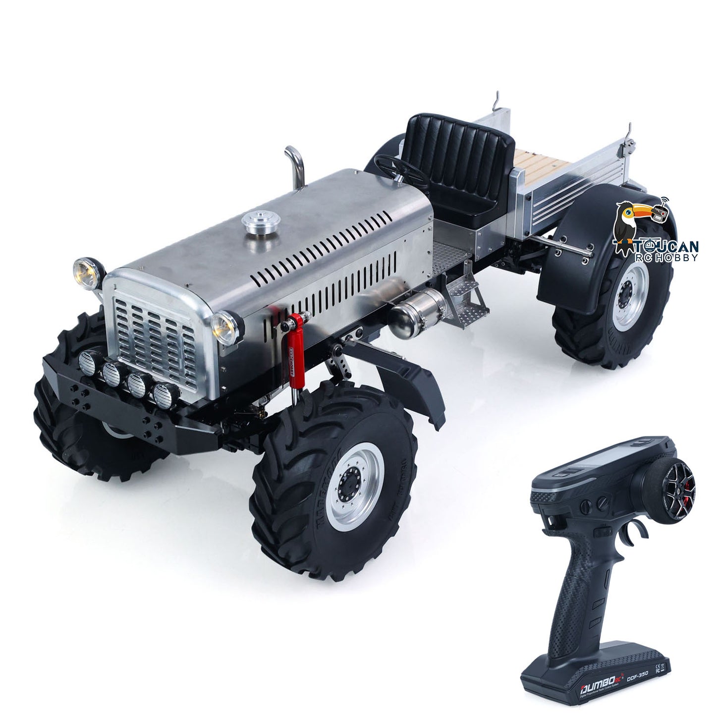 TOUCAN RC HOBBY MODO MD009 1/10 Metal 4WD RC Tractor PNP 2-Speed Transmission Axles Differential Locks Electric Winch Waterproof ESC Light System for Off-Road Model Enthusiast