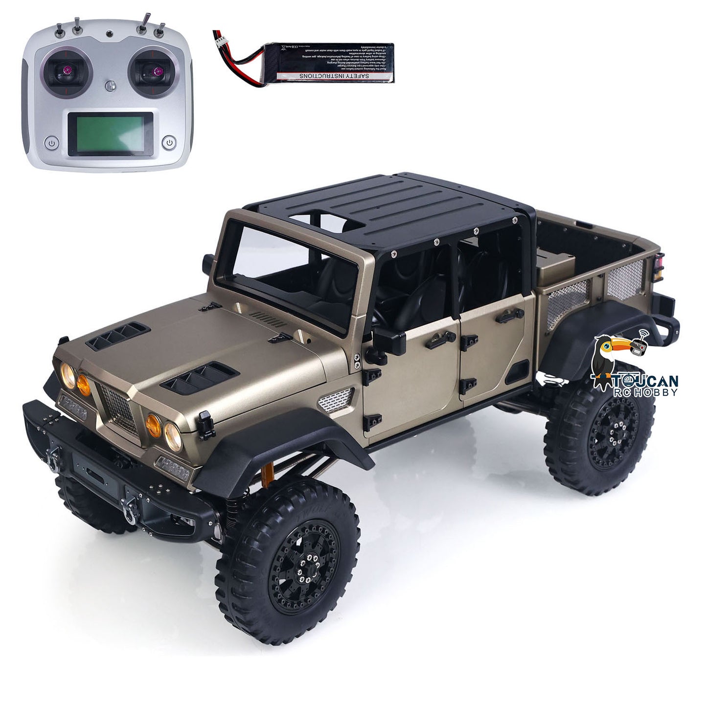 TWOLF 1/10 TW-715 RC Off-road Metal Crawler Climb Truck Sounds Lights Smoke Transport Truck for Adult