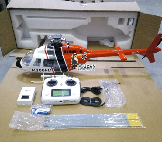 Second Hand Fast Shipping 2.4G RC Scale FlyWing BELL 206 Helicopter 4 Blade Rotor Remote Control Aircraft GPS Brushless Motor Battery RTF Smart Drone