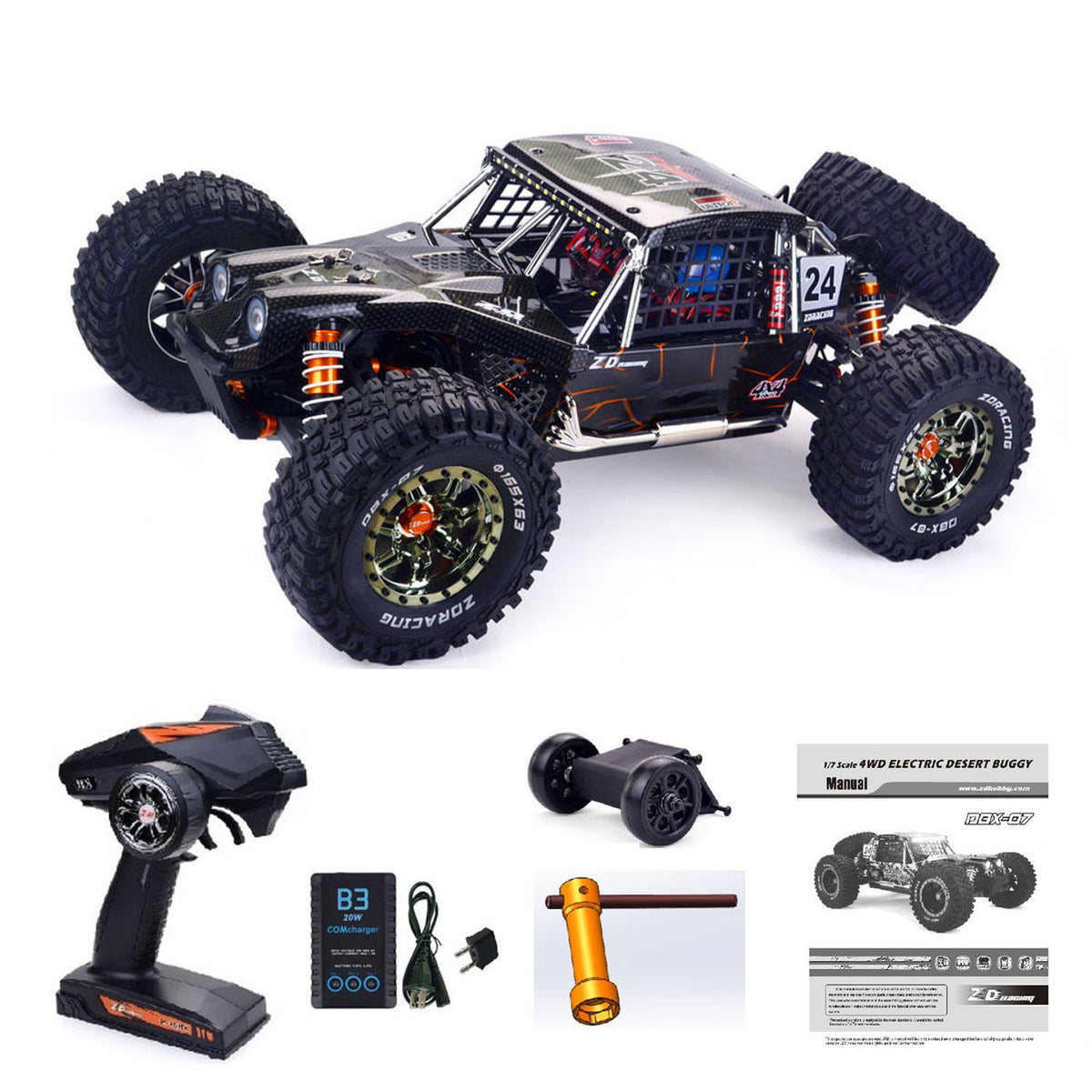 US Stock ZD Racing 1/7 RC Off Road Car DBX07 - RTR  4WD 4082 Brushless Motor