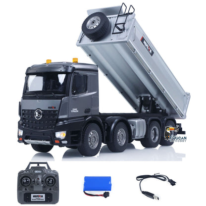 In Stock HUINA 1/14 Remote Control Dump Truck 12CH RC Tipper Finished Model Toy Gift RTR Light Sound Effects Radio USB Charging Cable