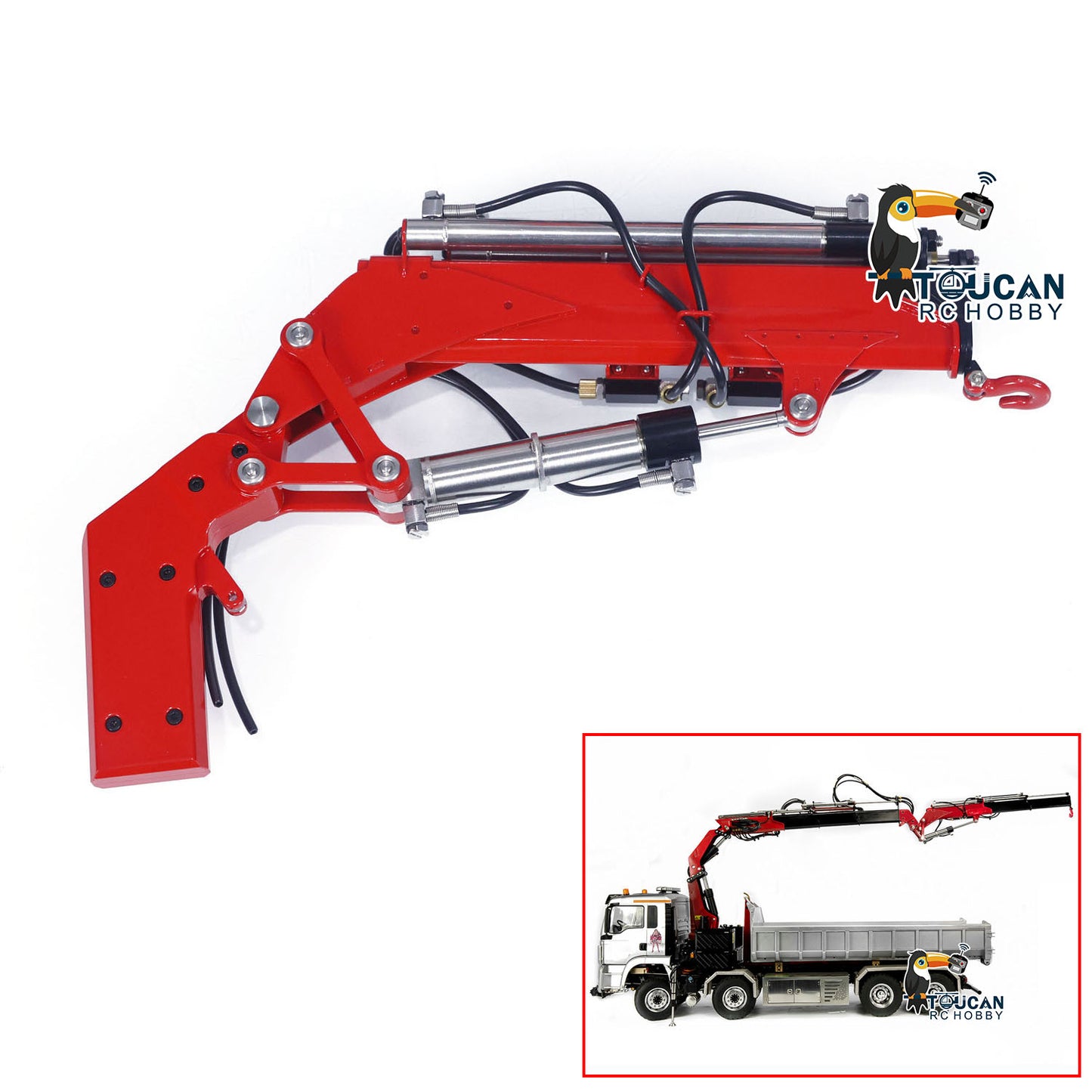 LESU Metal Orange Peel Grab A0043 with Hydraulic Rotary Cylinder/ Luffing Jib Crane A0044 for 1/14 Crane Truck A0014 RC Dumper Tipper Vehicle DIY for Model Enthusiast