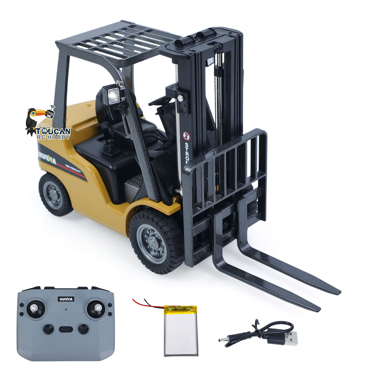 TOUCAN RC HOBBY US Stock HUINA 1/50 Electric Remote Control Forklift 9925 Mini Warehouse RC Model Desktop Level Light Sound