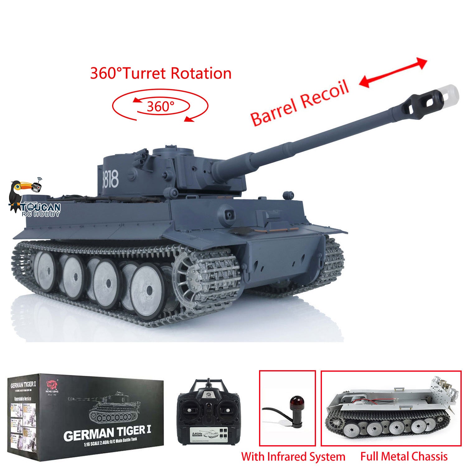 HengLong Factory 1/16 3818 German Tiger 1 Full Metal Chassis