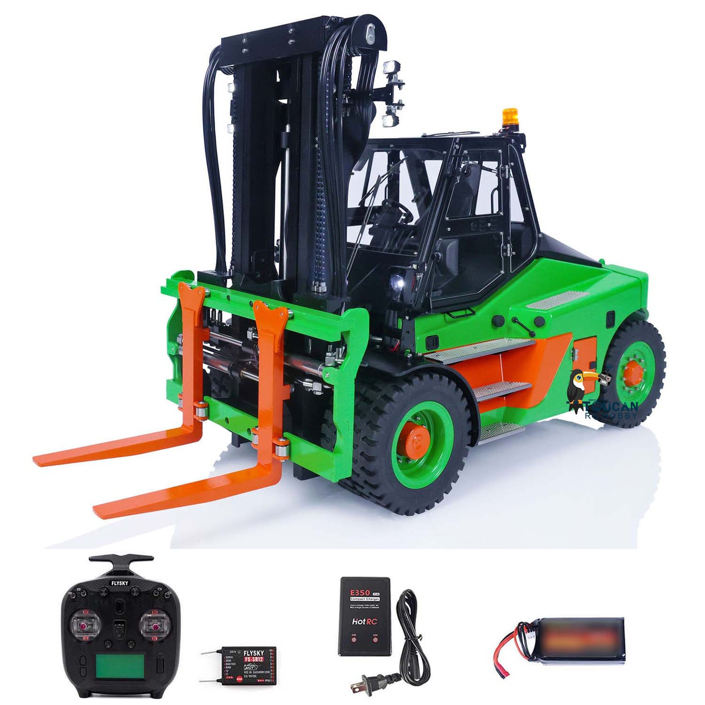 TOUCAN RC HOBBY LESU AOUE LD160S 1/14 Metal Hydraulic RC Forklift FlySky ST8 Remote Controller Towing Hook 6 Ways Reversing Valve Sound Light System Rear Steering Axle
