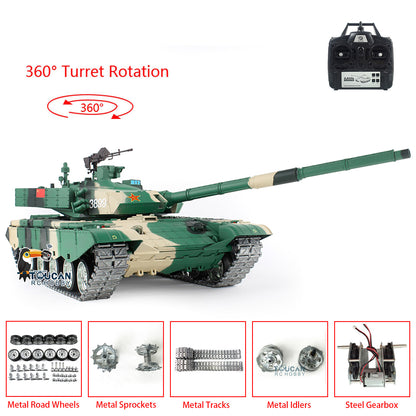 Henglong 1/16 7.0 99A RC Tank Remote Controlled Military Vehicle Chinese Panzer 3899A 360 Turret Metal Tracks Wheels