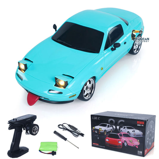 LDRC LD1804 1/18 2.4G 4X2 Remote Control Drift Car Brushed Motor ESC Servo Light System RC Racing Vehicle Assembled RTR