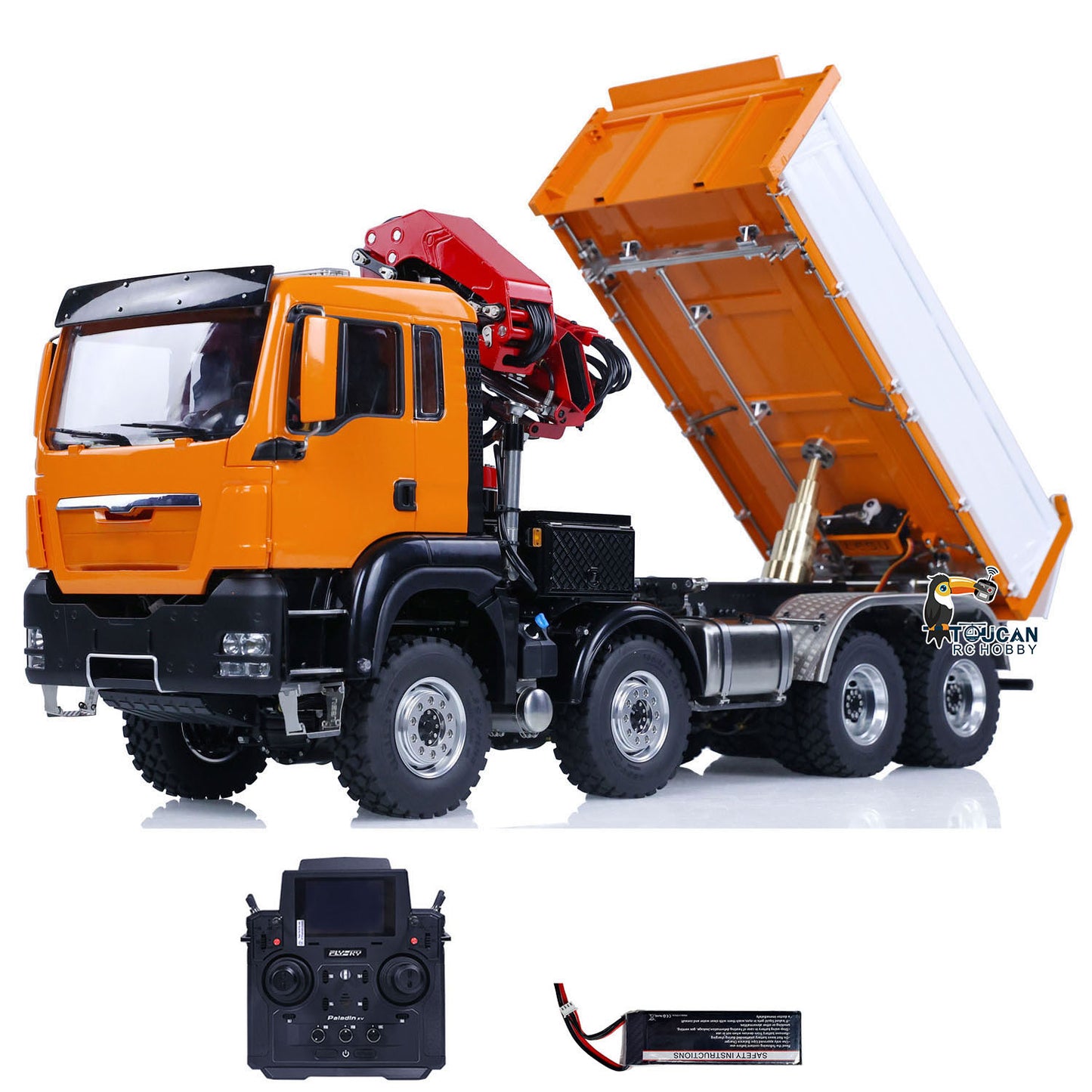 LESU Z0063 1/14 Metal Hydraulic 3 Ways RC Dump Truck with Crane 7CH Valve Paladin PL18EV Remote Controller 2 Speed Transmission Sound Light System