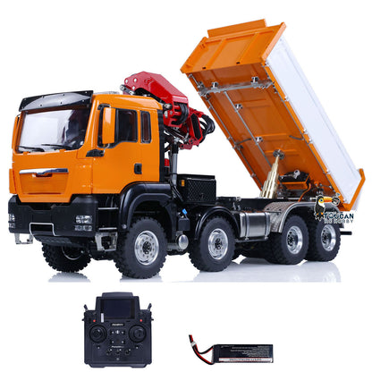 LESU Z0063 1/14 Metal Hydraulic 3 Ways RC Dump Truck with Crane 7CH Valve Paladin PL18EV Remote Controller 2 Speed Transmission Sound Light System