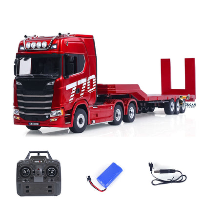 TOUCAN RC HOBBY US Stock HUINA 770S 1/18 Remote Control Tractor Truck 3 Axle Plastic Semi Flatbed Trailer RTR Model for Adults