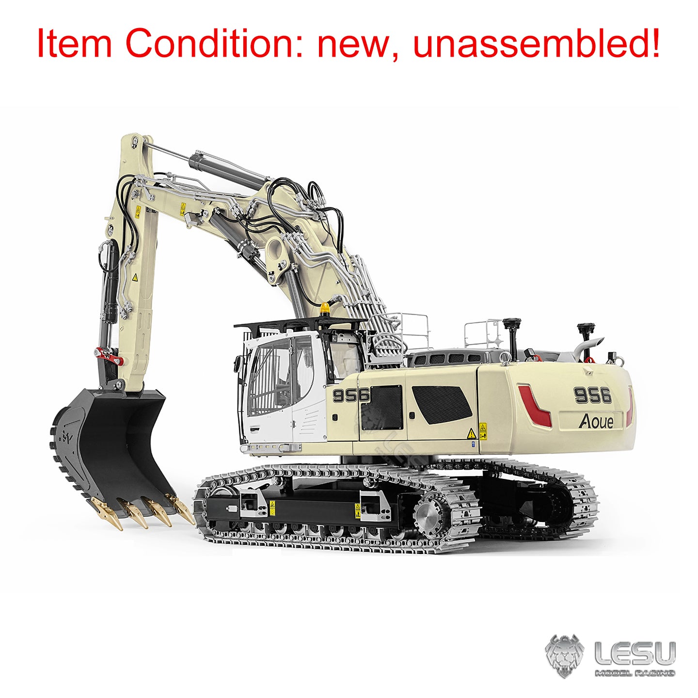 Metal LESU 1/14 Radio Controlled Hydraulic Excavator Aoue LR956 KIT 3 Arms RC Digger Model 4MPA Dual Pumps 7CH Valve Light