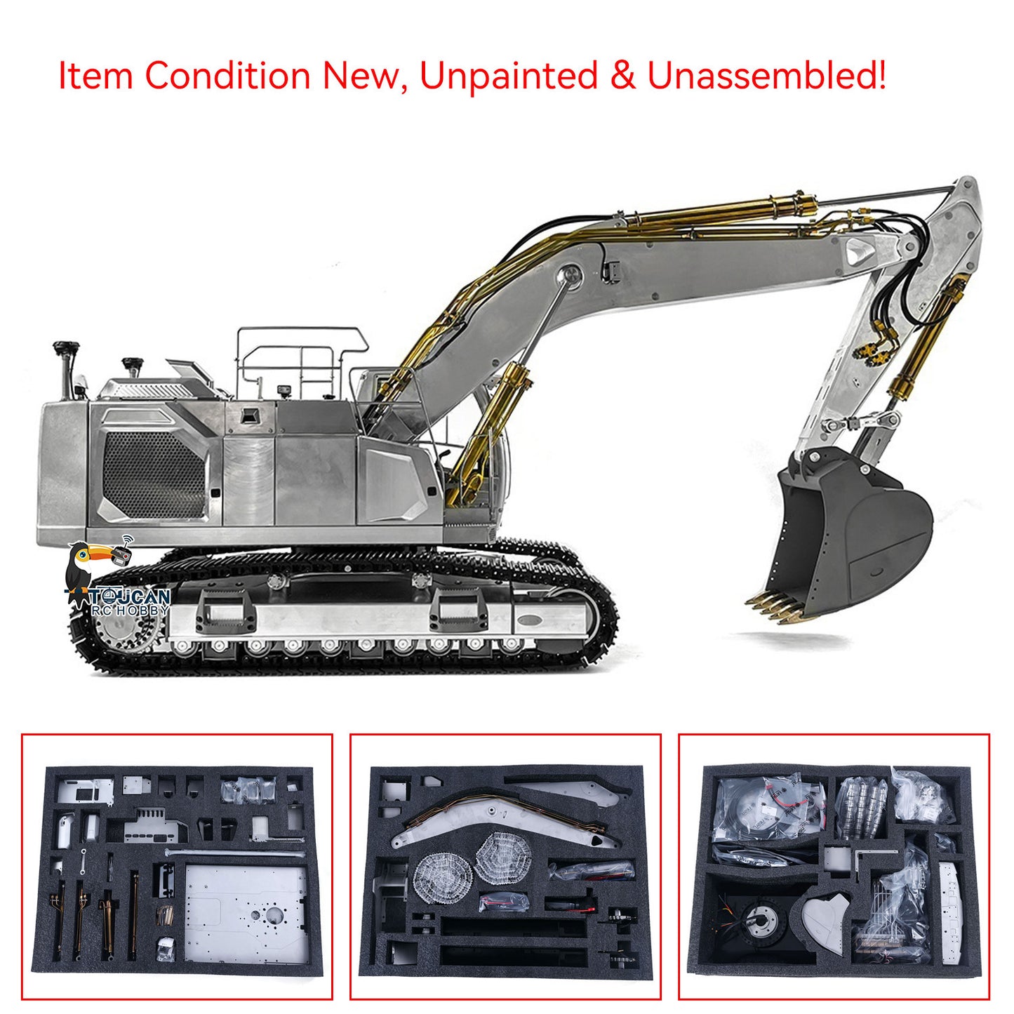 LESU 1:14 Scale LR945 RC Hydraulic Excavator Metal Remote Controlled Earth Digger 945 Model Kits Unassembled Unpainted With Lights