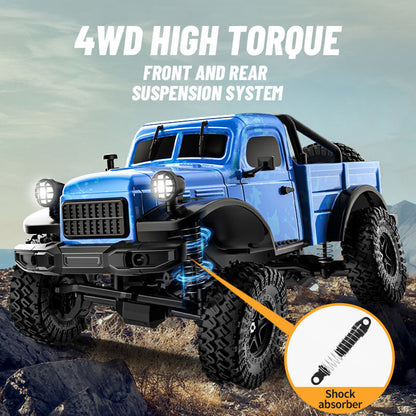 1/18 Remote Control 4WD Rock Crawler Car Simulation Pickup Truck 2.4GHz RC Crawler Brushed Motor Battery Light Ready to Run