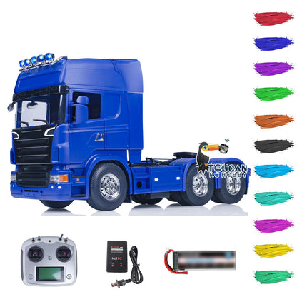 1/14 6X4 RC Tractor Truck Pianted Assembled Remote Control Electric Equipment Toy Car Hobby Model Sound Light Optional Verison
