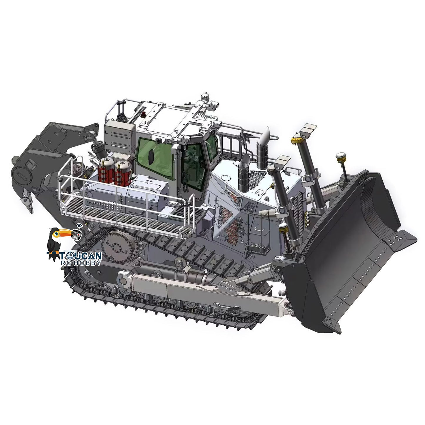 Super Frog LR776 1/14 Metal RC Hydraulic Bulldozer 7CH Valve Automatic Grease System Electric Wipers LCD Screen Light Sound Rear Ripper