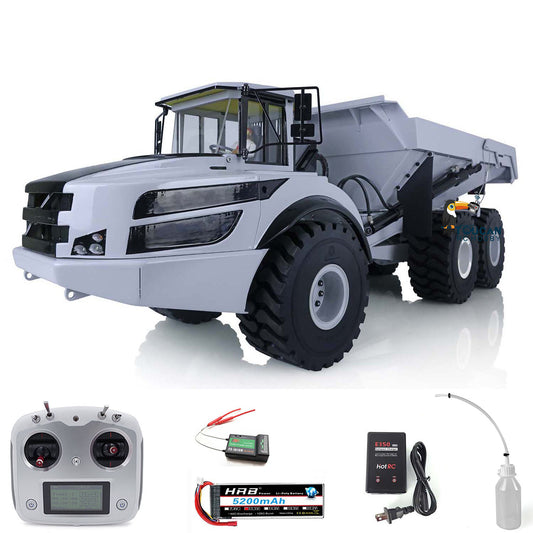 US STOCK 1/14 Scale Metal Hydraulic 6*6 Remote Controlled Articulated Truck Dumper Engineering Vehicle Model Motor ESC Lights