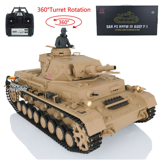 TOUCAN RC HOBBY Heng Long 1/16 TK7.0 Plastic German Panzer IV F2 F 3858 3859 RTR RC Tank Model Infrared Combat 360 Degrees Turret BB Unit Smoke Metal Barrel