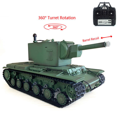TOUCAN RC HOBBY Henglong 1/16 7.0 Plastic Soviet Union KV-2 3849 RTR RC Tank with 360 Degrees Turret Barrel Recoil BB Infrared Combat Smoke