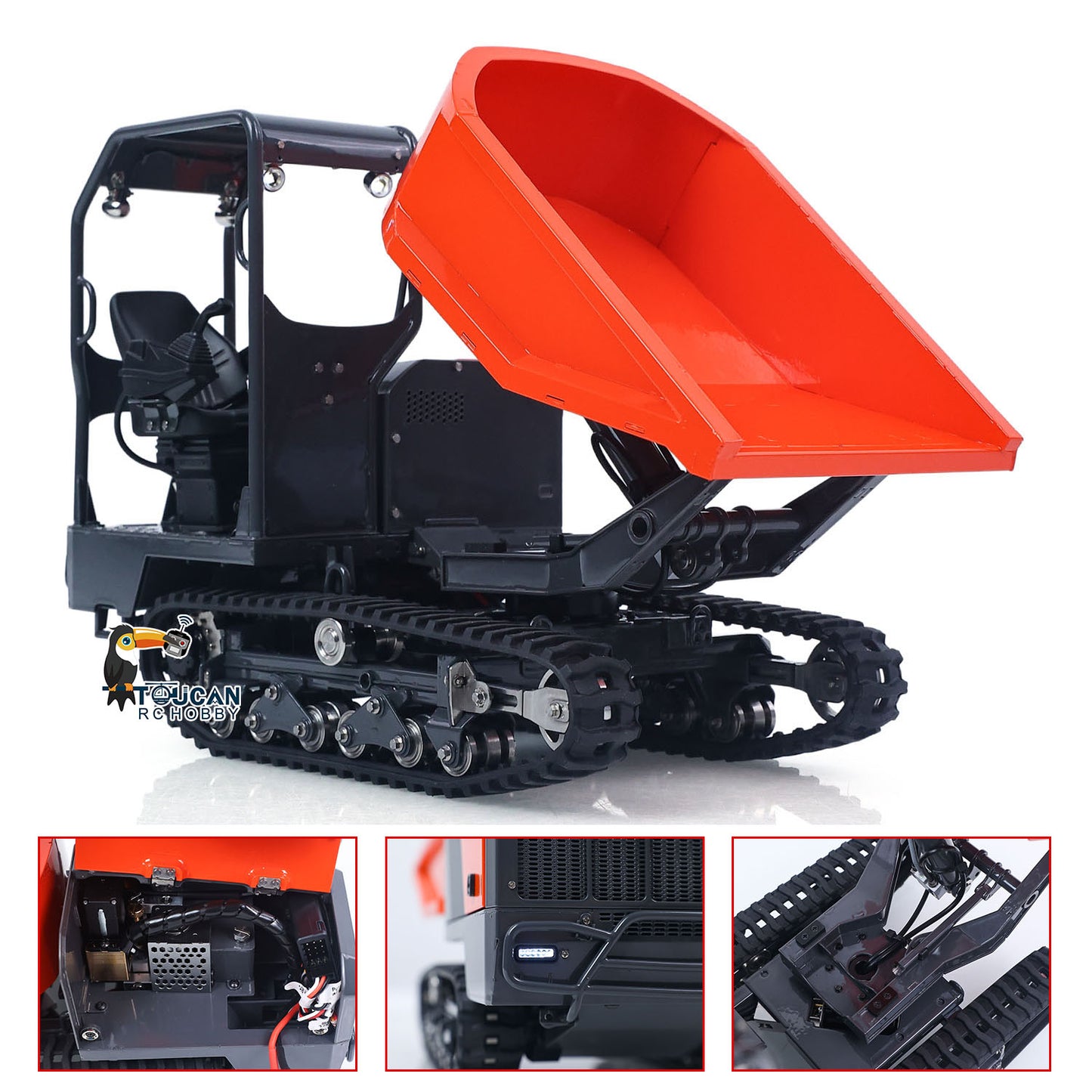In Stock Metal LESU 1/14 RC Dump Truck KC300HR-5 Hydraulic Remote Control Tracked Tipper Car Model 180 Degree Rotation Openable Door Lights