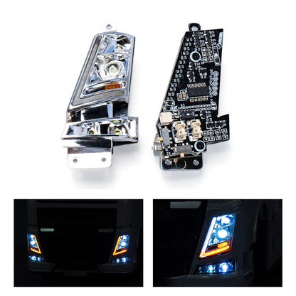 Plastic Head Lamp Pro Flowing Water Light Front Bumper Rack for DIY 1/14 Tamiya Remote Control Tractor Truck FH16 XL750 56360 56362 RC Lorry