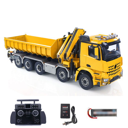 1:14 10*10 RC Hydraulic Crane Full Dump Metal Lorry Rear Axle Steering with U-shaped Short High Standard Bucket Timber Flatbed