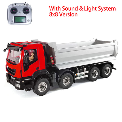 1/14 8x8 Metal Hydraulic RC Dump Truck Remote Control Tipper Car Sound Lights Assembled Painted Model ESC Motor Servo