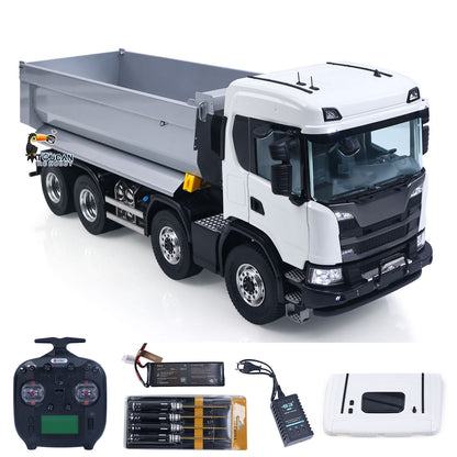 In Stock Double E 1/14 8X8 Remote Control Hydraulic Dump Truck 2Speed RC Model Tipper Metal Chassis Differential Lock FLYSKY ST8 Radio
