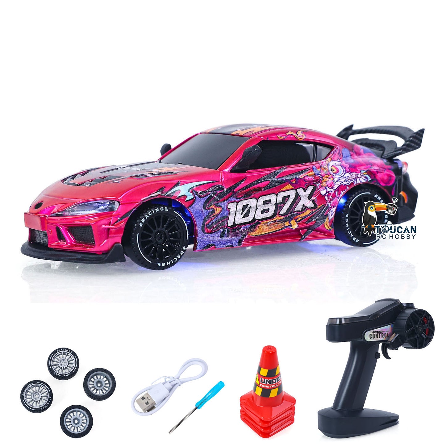 10KM/H JXC SP4301 1/43 Remote Control Drifting Car AWD RC Vehicle Model RTR Light System Motor 9A ESC Servo Battery No Sounds