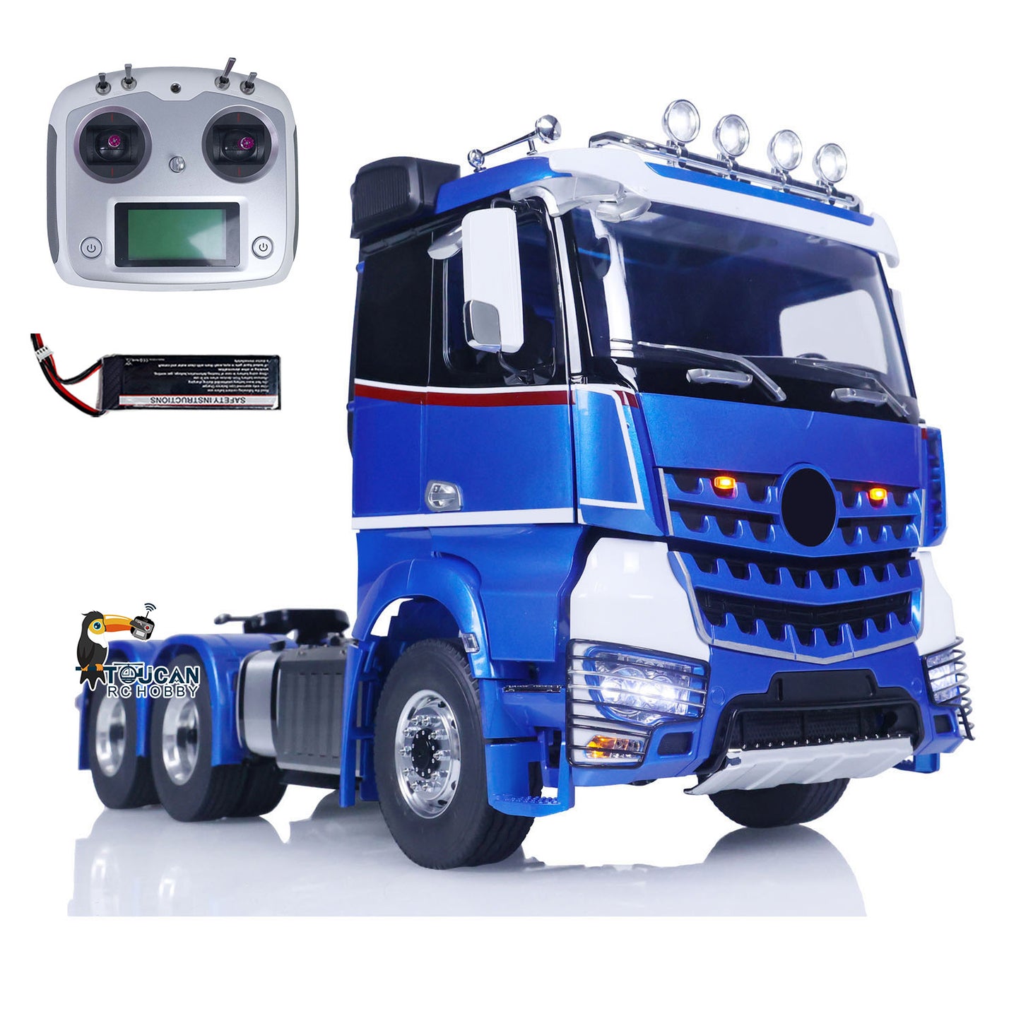 Flash Sale TOUCAN 1/14 6x6 RC Tractor Truck I6S Alloy Remote Control Lorry Car Model 2-Speed Sounds Lights