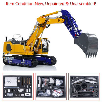 LESU Aoue LR945 1/14 Metal RC Hydraulic Excavator B0017 KIT/PNP CNC 7CH Valve 3-arm Digger LED Lights Electronic Display for Professional Construction Truck Model Collectors DIY