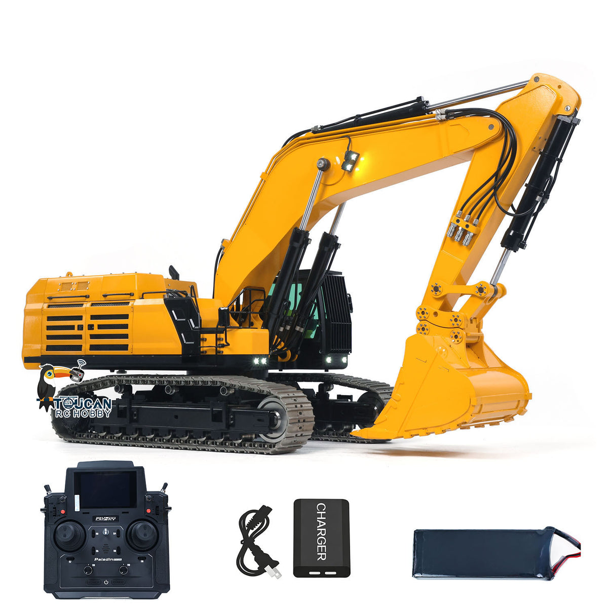 TOUCAN RC HOBBY US Stock  395F 1/12 RC Hydraulic Heavy Excavator Metal Remote Control Digger 3.0L Dual Pump Paladin PL18EV LITE Radio Light Sound Smoke